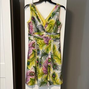 Nanette Lepore Yellow Green Fit and Flare Sundress